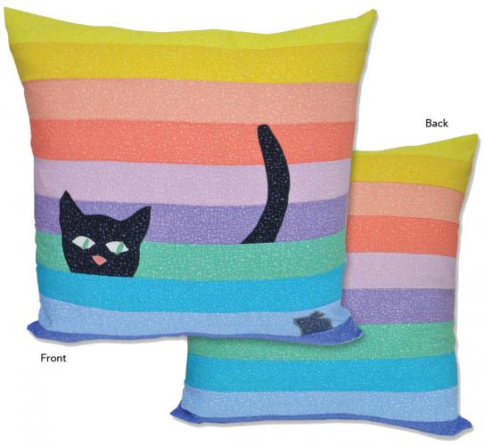Cat Stripe Pillow by LJ Simon